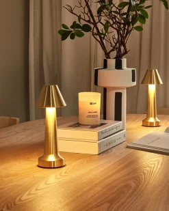 Set di 2 lampade da tavolo a LED senza fili JOANES con dimmer Metallo Oro
