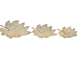 Set di 3 piattini portaoggetti Foglia PEMALI Metallo Oro