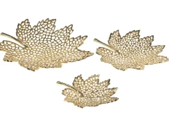 Set di 3 piattini portaoggetti Foglia PEMALI Metallo Oro