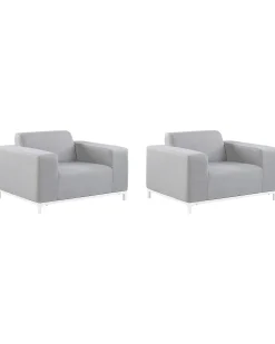 Set di 2 poltrone da giardino ROVIGO Tessuto Grigio chiaro