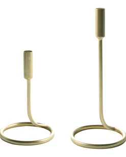 Set di 2 portacandele BUNYU Metallo 19/28 cm Oro
