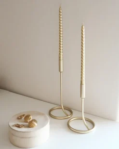 Set di 2 portacandele BUNYU Metallo 19/28 cm Oro