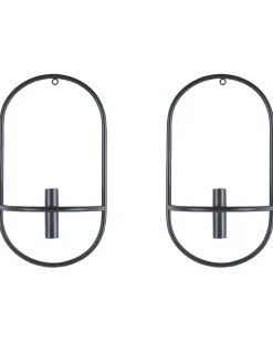 Set di 2 portacandele da parete CAVIANA Metallo 38 cm Nero