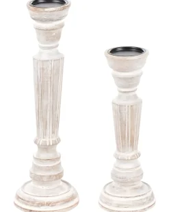 Set di 2 portacandele DARWA Legno di mango 30/40 cm Marrone chiaro