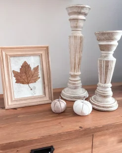 Set di 2 portacandele DARWA Legno di mango 30/40 cm Marrone chiaro