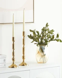 Set di 2 portacandele DIKIRNIS Metallo 31/36 cm Oro