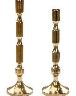 Set di 2 portacandele DIKIRNIS Metallo 31/36 cm Oro