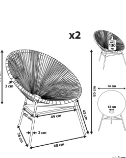 Set di 2 sedie da giardino ACAPULCO Rattan sintetico (PE) Tortora