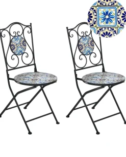 Set di 2 sedie da giardino AGGIUS Pieghevole Metallo Nero