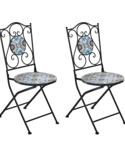 Set di 2 sedie da giardino AGGIUS Pieghevole Metallo Nero