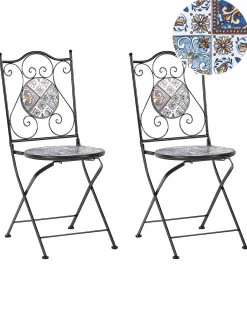 Set di 2 sedie da giardino CIVITA Metallo Nero