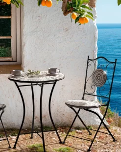 Set di 2 sedie da giardino COMISO Pieghevole Metallo Nero/Bianco