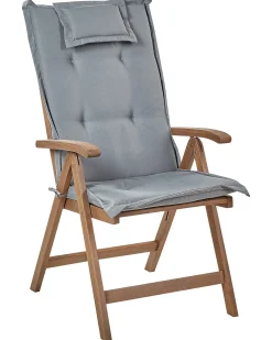 Set di 6 sedie da giardino con cuscini AMANTEA Legno d'acacia Grigio