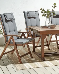Set di 6 sedie da giardino con cuscini AMANTEA Legno d'acacia Grigio