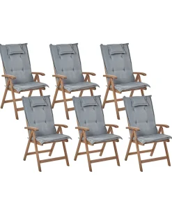 Set di 6 sedie da giardino con cuscini AMANTEA Legno d'acacia Grigio