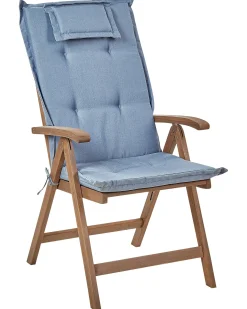 Set di 6 sedie da giardino con cuscini AMANTEA Legno d'acacia Blu