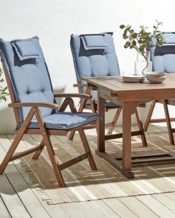 Set di 6 sedie da giardino con cuscini AMANTEA Legno d'acacia Blu