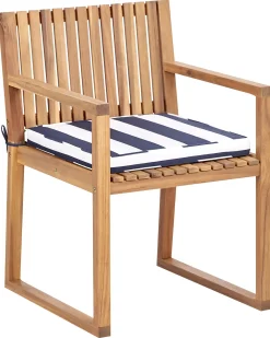 Set di 8 sedie da giardino con cuscini SASSARI II Legno di acacia certificato Blu marino