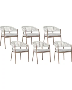 Set di 6 sedie da giardino con cuscini FLAVIA Metallo Bianco