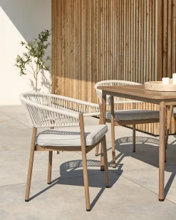 Set di 6 sedie da giardino con cuscini FLAVIA Metallo Bianco