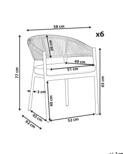 Set di 6 sedie da giardino con cuscini FLAVIA Metallo Bianco