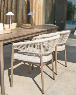 Set di 6 sedie da giardino con cuscini FLAVIA Metallo Bianco