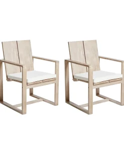 Set di 2 sedie da giardino con cuscini AZZANELLO Legno d'acacia Bianco sporco