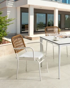 Set di 8 sedie da giardino con cuscini TACENO Metallo Bianco