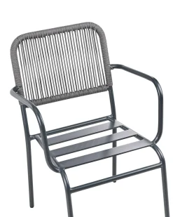 Set di 8 sedie da giardino con cuscini TACENO Metallo Grigio