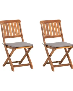 Set di 2 sedie da giardino con cuscini CENTO Legno d'acacia Marrone