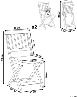Set di 2 sedie da giardino con cuscini CENTO Legno d'acacia Marrone