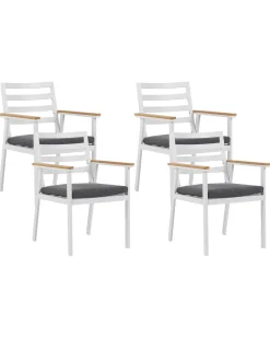 Set di 4 sedie da giardino con cuscini CAVOLI Metallo Grigio