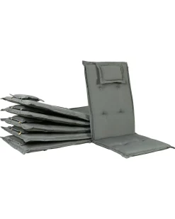 Set di 6 sedie da giardino con cuscini JAVA Legno d'acacia Grigio grafite