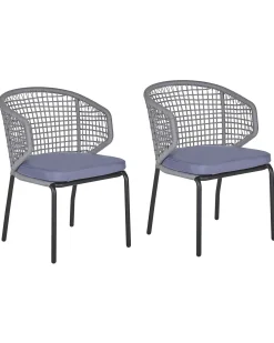 Set di 2 sedie da giardino con cuscini PALMI Metallo Grigio