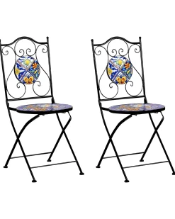 Set di 2 sedie da giardino CORIANO Pieghevole Metallo Nero
