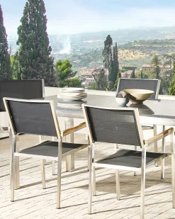 Set di 4 sedie da giardino GROSSETO Acciaio inox Grigio