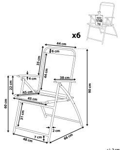Set di 6 sedie da giardino LIVO Metallo Nero