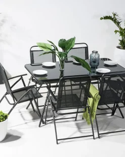 Set di 6 sedie da giardino LIVO Metallo Nero
