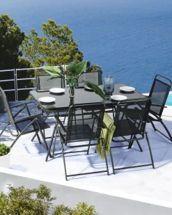 Set di 6 sedie da giardino LIVO Metallo Nero