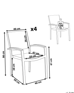 Set di 4 sedie da giardino PERETA Metallo Grigio