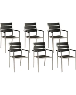 Set di 6 sedie da giardino VERNIO Nero/Argento