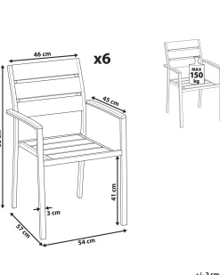 Set di 6 sedie da giardino VERNIO Grigio