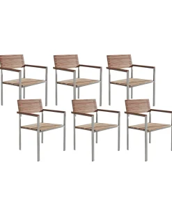 Set di 6 sedie da giardino VIAREGGIO Legno di teak Marrone