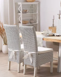 Set di 2 sedie da pranzo ANDES Rattan Bianco