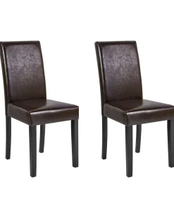 Set di 2 sedie da pranzo BROADWAY Pelle sintetica Marrone scuro