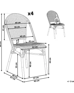 Set di 4 sedie RIFREDDO Rattan sintetico (PE) Nero/Bianco