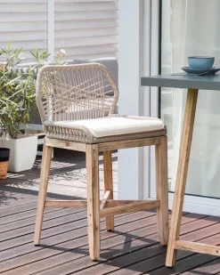 Set di 2 sgabelli da bar per giardino TALAMONE Legno d'acacia Beige