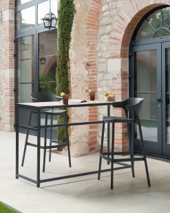 Set di 2 sgabelli da bar per giardino GUBBIO Nero