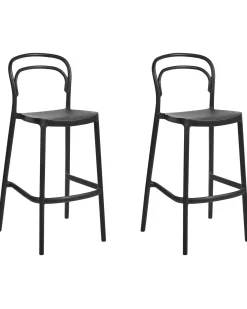 Set di 2 sgabelli da bar per giardino PORANO Nero