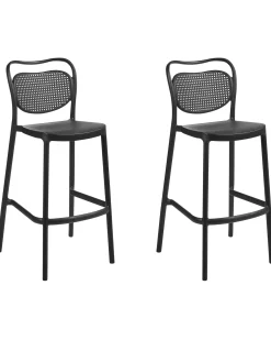 Set di 2 sgabelli da bar per giardino CELLENO Nero